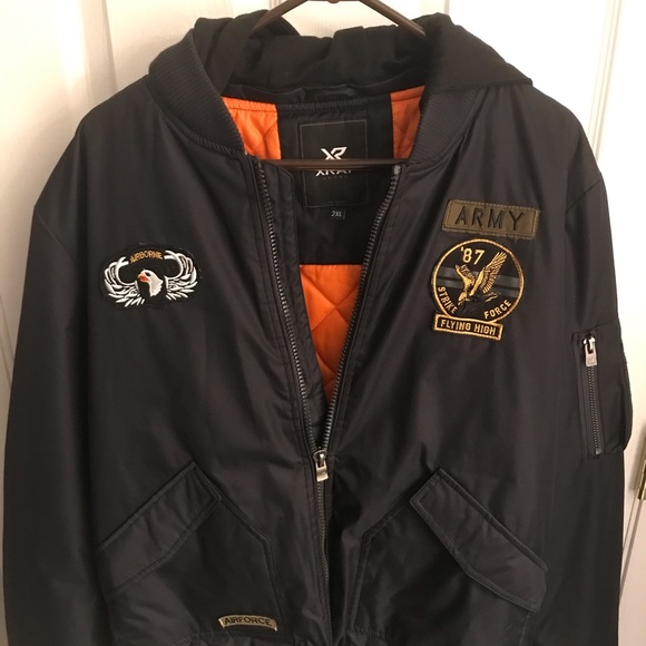 Mens Xray Jeans Hooded Bomber Jacket 